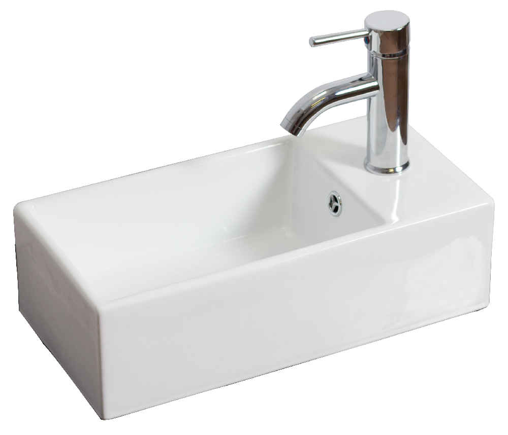 19.25-in. x 9.5-in. Rectangle Bathroom Vessel Sink White Enamel Glaze