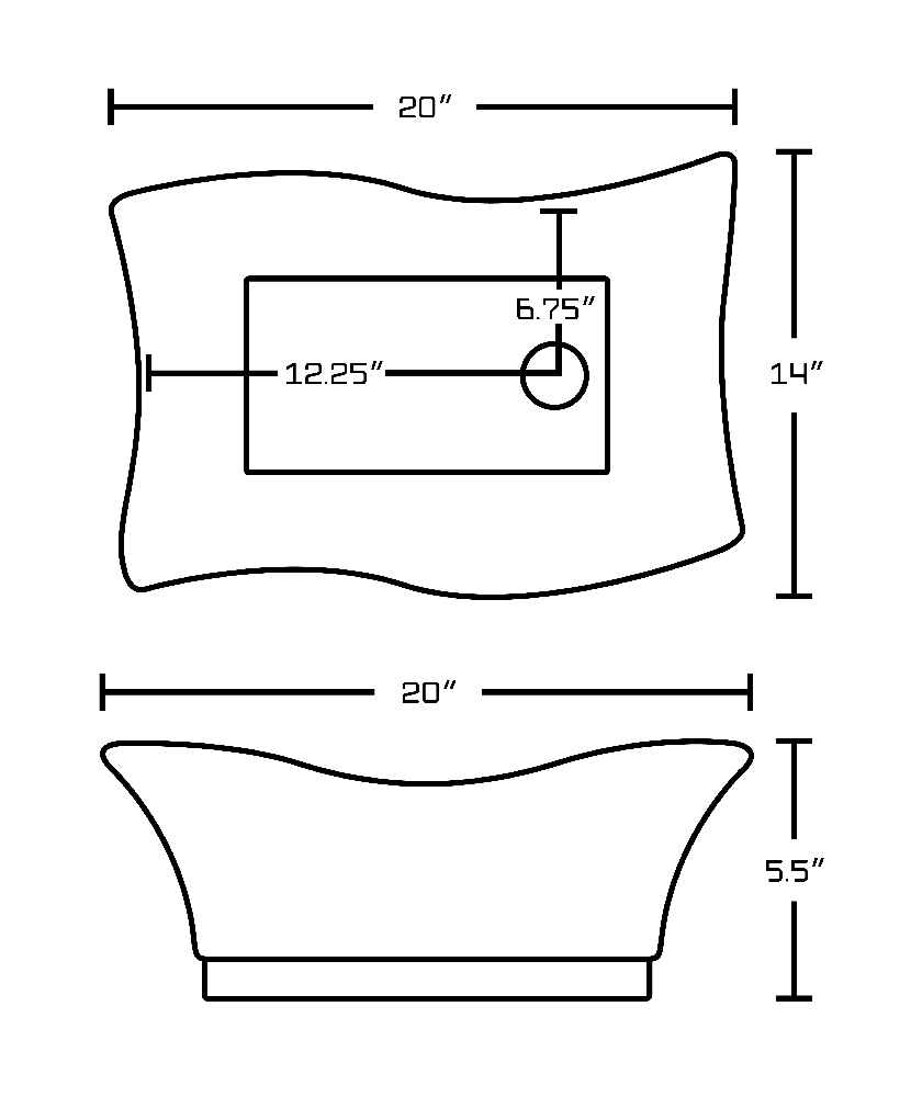 20-in. x 14-in. Unique Bathroom Vessel Sink White Enamel Glaze