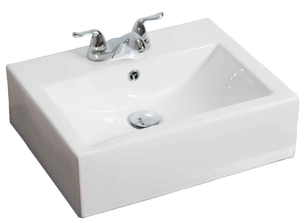 20.25-in. x 16.25-in. Rectangle Bathroom Vessel Sink White Enamel Glaze