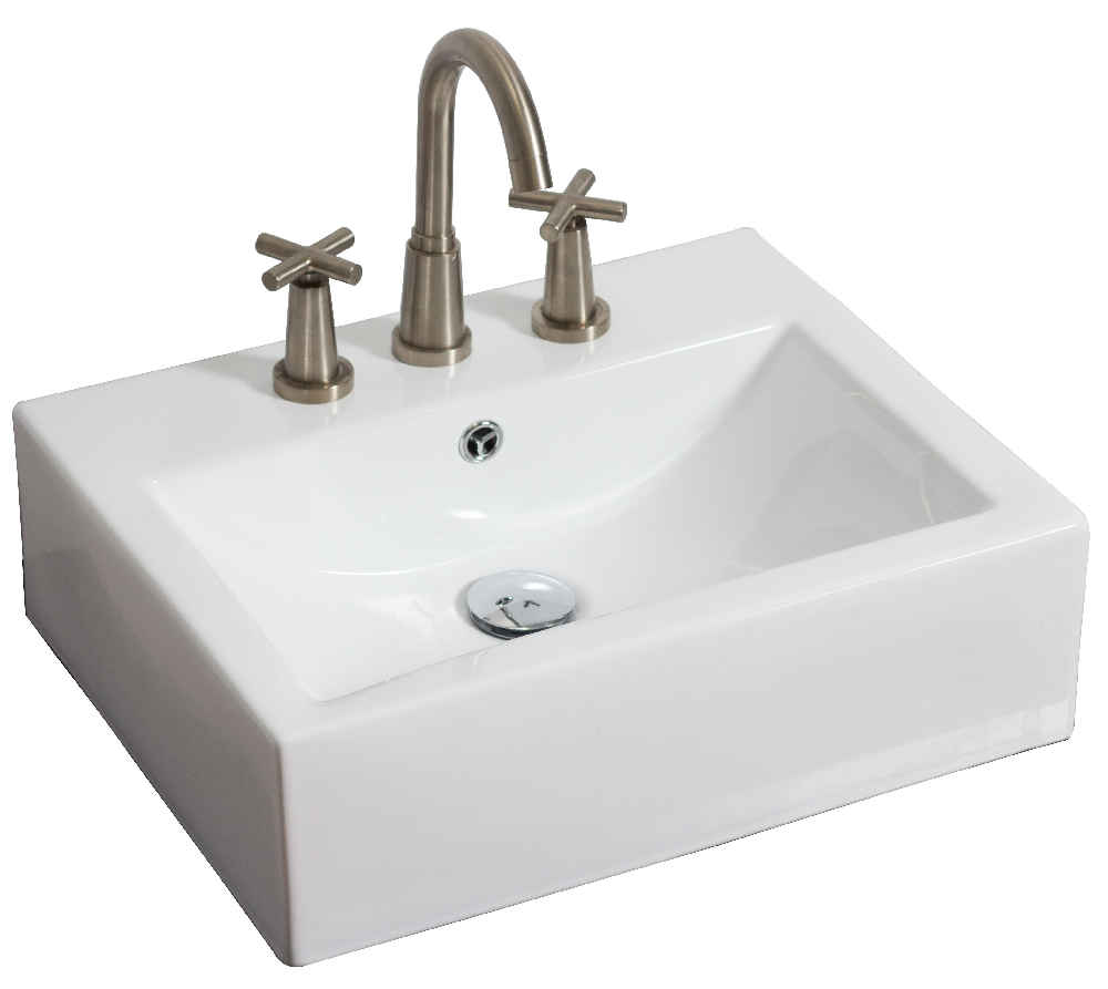 20.25-in. x 16.25-in. Rectangle Bathroom Vessel Sink White Enamel Glaze