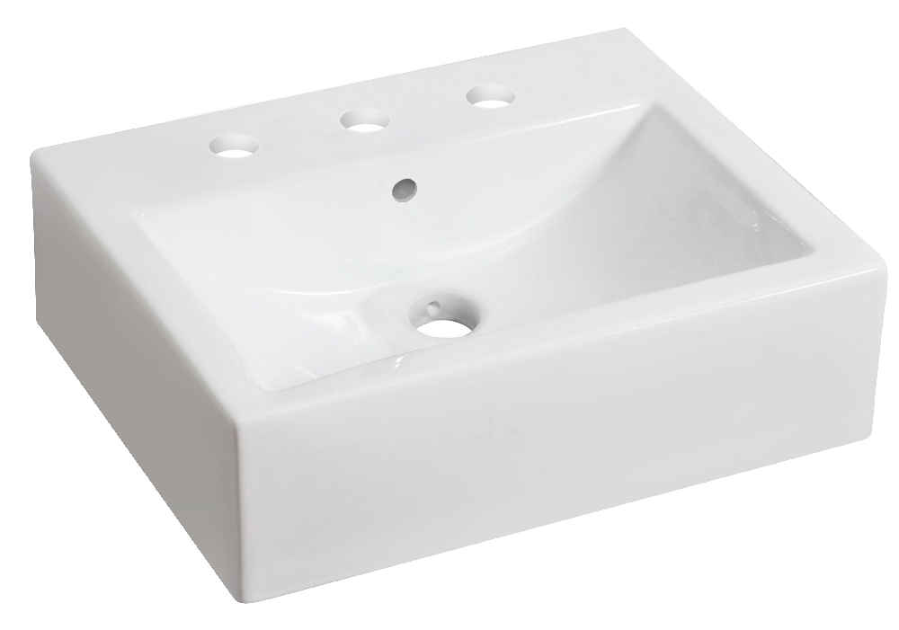 20.25-in. x 16.25-in. Rectangle Bathroom Vessel Sink White Enamel Glaze