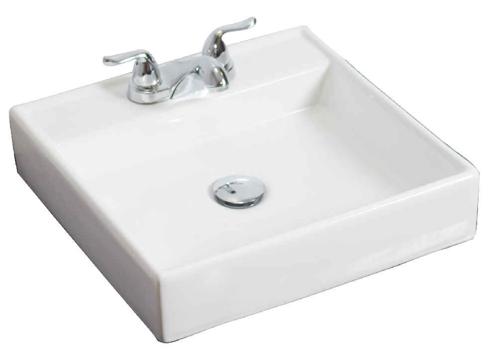 17.5-in. x 17.5-in. Square Bathroom Vessel Sink White Enamel Glaze