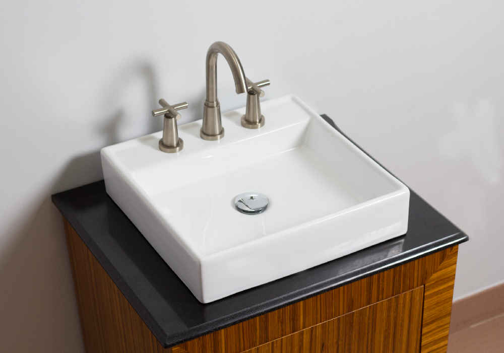17.5-in. x 17.5-in. Square Bathroom Vessel Sink White Enamel Glaze