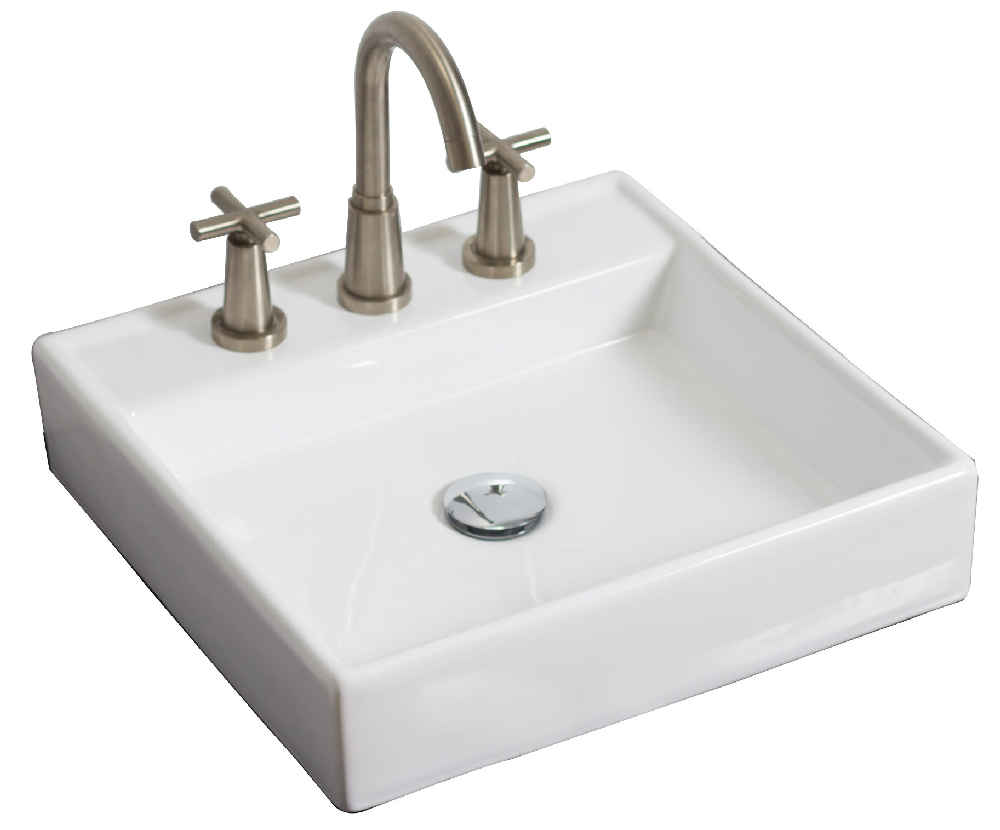 17.5-in. x 17.5-in. Square Bathroom Vessel Sink White Enamel Glaze