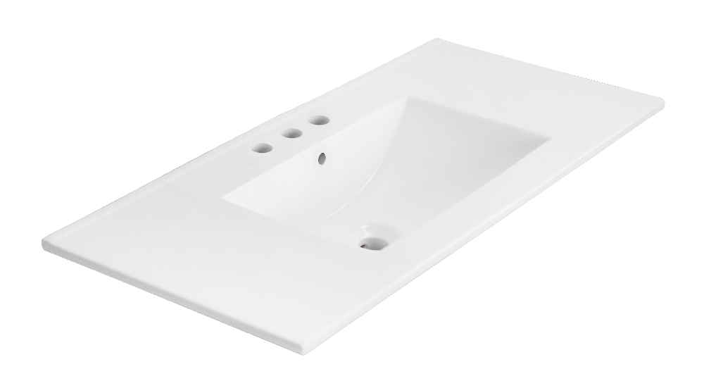 35.5-in. W 18.25-in. D Ceramic Top In White Color For 3H4-in. Faucet