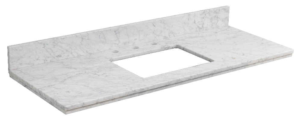 47.6-in. W  18.25-in. D Stone Top In Bianca Carara Color For 3H8-in. Faucet