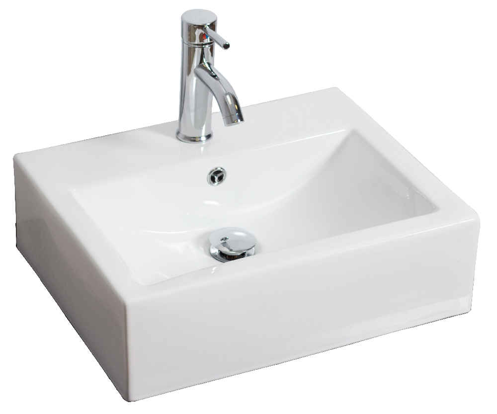 20.25-in. x 16.25-in. Rectangle Bathroom Vessel Sink White Enamel Glaze