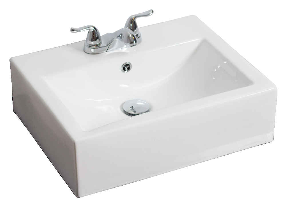 20.25-in. x 16.25-in. Rectangle Bathroom Vessel Sink White Enamel Glaze