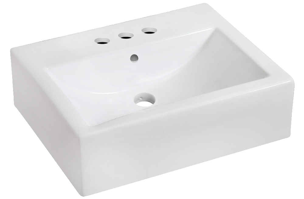 20.25-in. x 16.25-in. Rectangle Bathroom Vessel Sink White Enamel Glaze