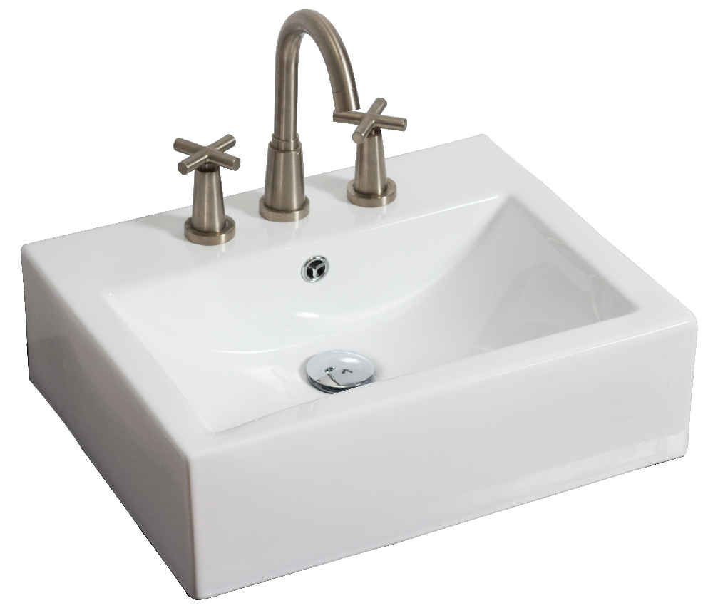 20.25-in. x 16.25-in. Rectangle Bathroom Vessel Sink White Enamel Glaze
