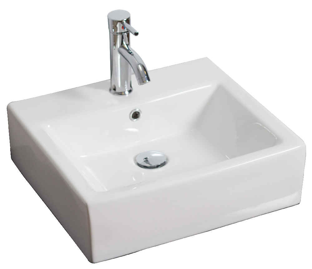 21-in. x 16.5-in. Rectangle Bathroom Vessel Sink White Enamel Glaze