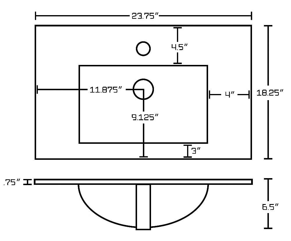 23.75-in. W Floor Mount Dawn Grey Vanity Set For 1 Hole Drilling 