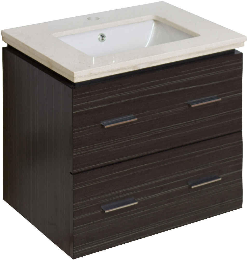 23.75-in. W Wall Mount Dawn Grey Vanity Set For 1 Hole Drilling Beige Top White UM Sink