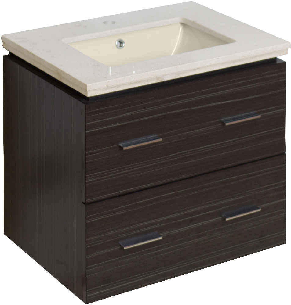 23.75-in. W Wall Mount Dawn Grey Vanity Set For 1 Hole Drilling Beige Top Biscuit UM Sink