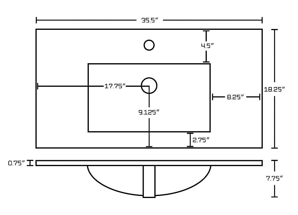 35.5-in. W Floor Mount Dawn Grey Vanity Set For 1 Hole Drilling 