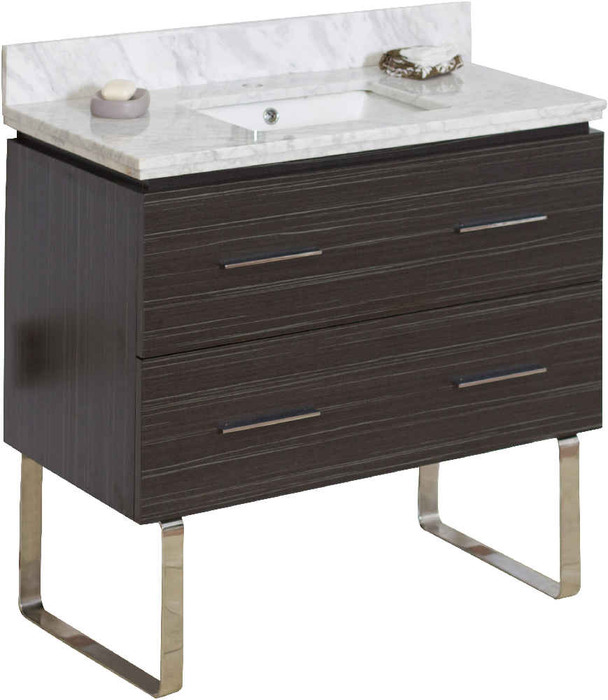 36-in. W Floor Mount Dawn Grey Vanity Set For 1 Hole Drilling Bianca Carara Top White UM Sink