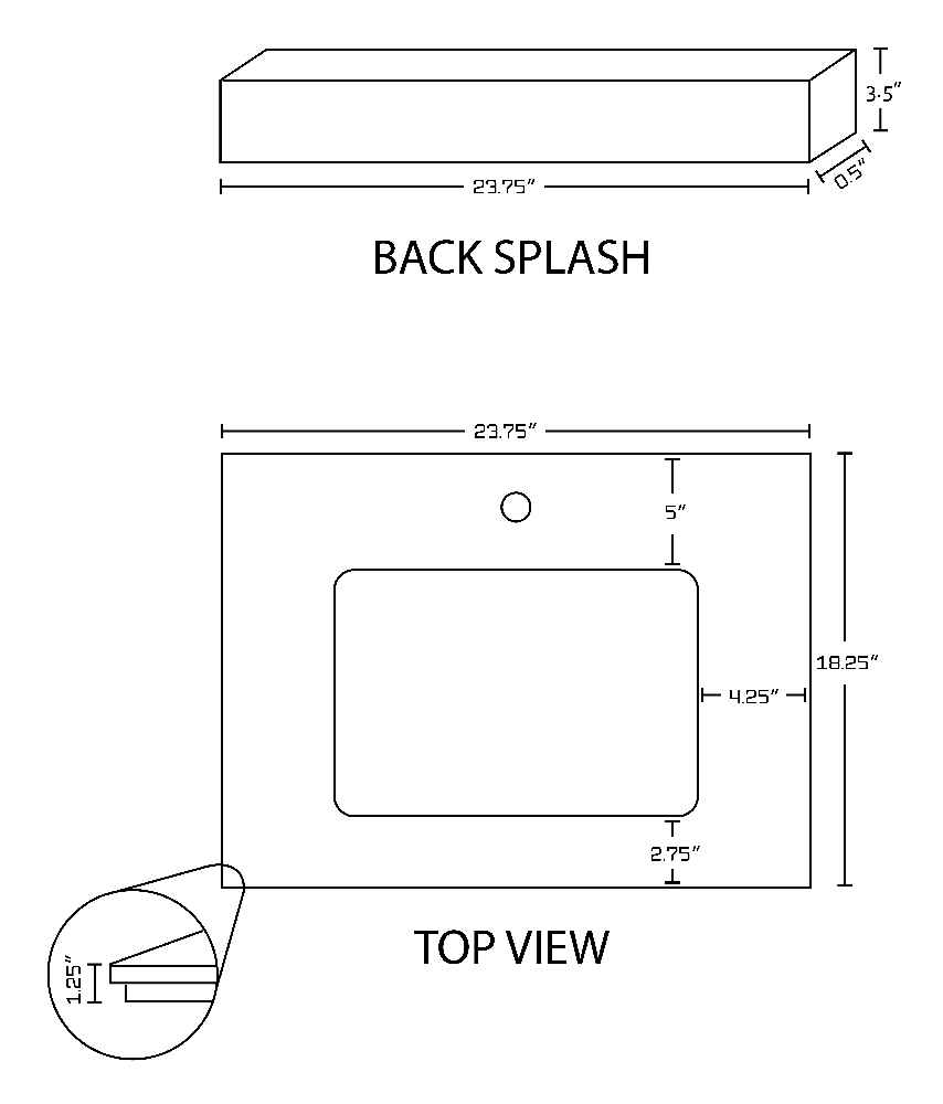 23.75-in. W Wall Mount Dawn Grey Vanity Set For 1 Hole Drilling Bianca Carara Top Biscuit UM Sink