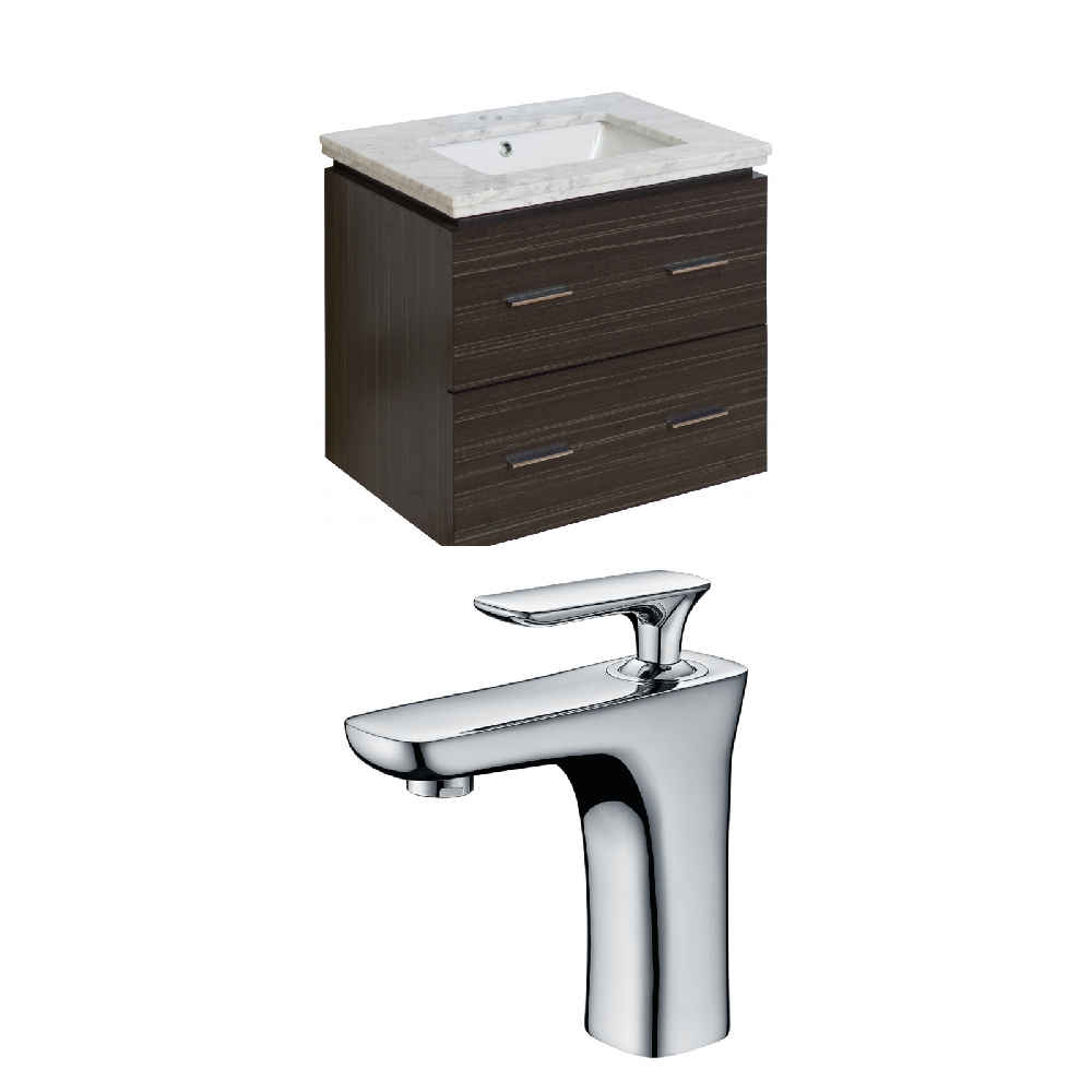 23.75-in. W Wall Mount Dawn Grey Vanity Set For 1 Hole Drilling Bianca Carara Top Biscuit UM Sink