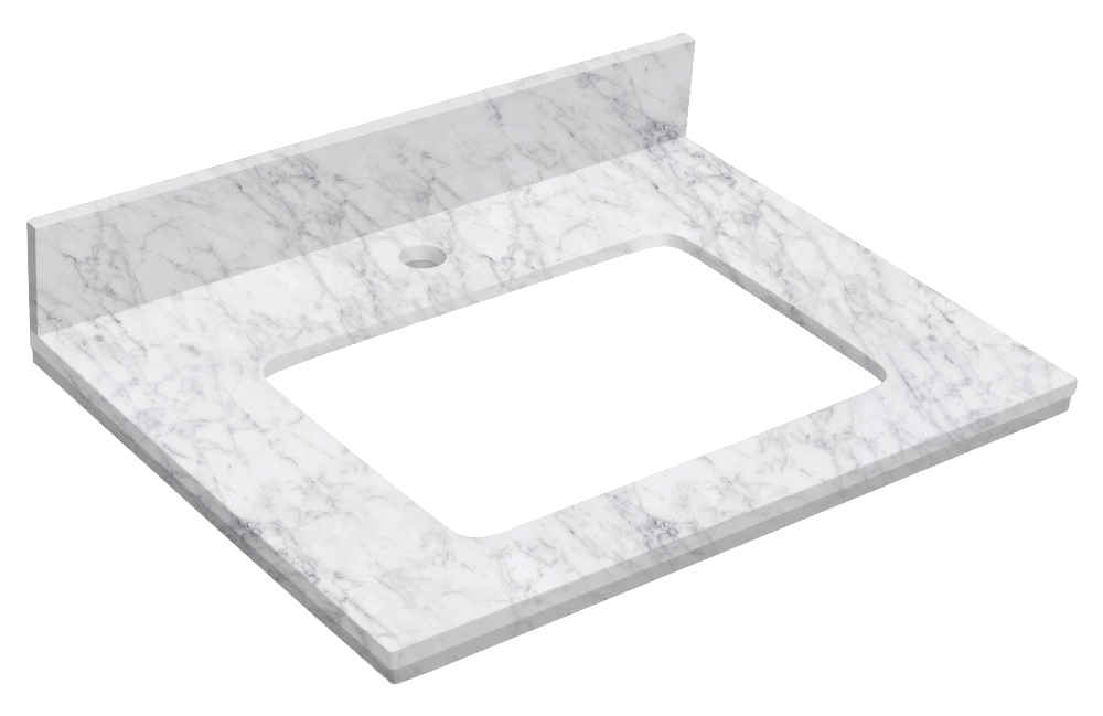 23.75-in. W Wall Mount Dawn Grey Vanity Set For 1 Hole Drilling Bianca Carara Top Biscuit UM Sink