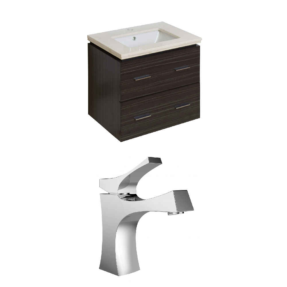 23.75-in. W Wall Mount Dawn Grey Vanity Set For 1 Hole Drilling Beige Top White UM Sink