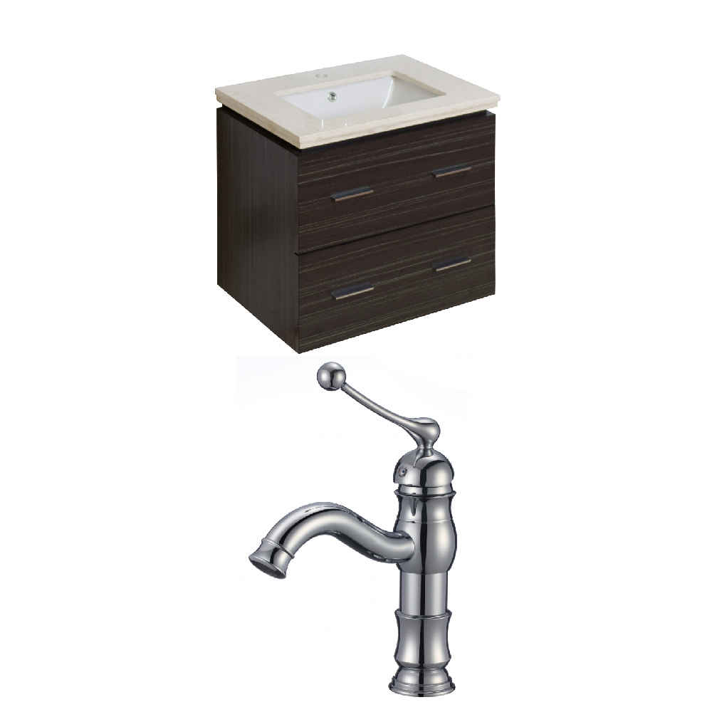 23.75-in. W Wall Mount Dawn Grey Vanity Set For 1 Hole Drilling Beige Top Biscuit UM Sink