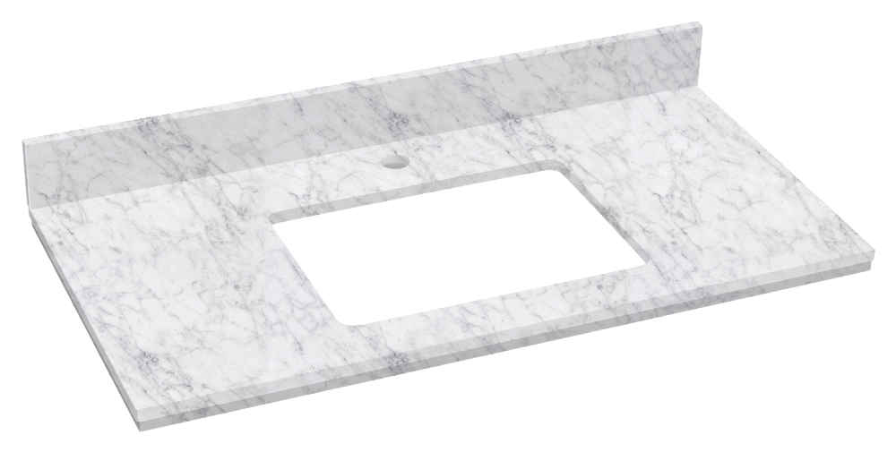 36-in. W Floor Mount Dawn Grey Vanity Set For 1 Hole Drilling Bianca Carara Top Biscuit UM Sink