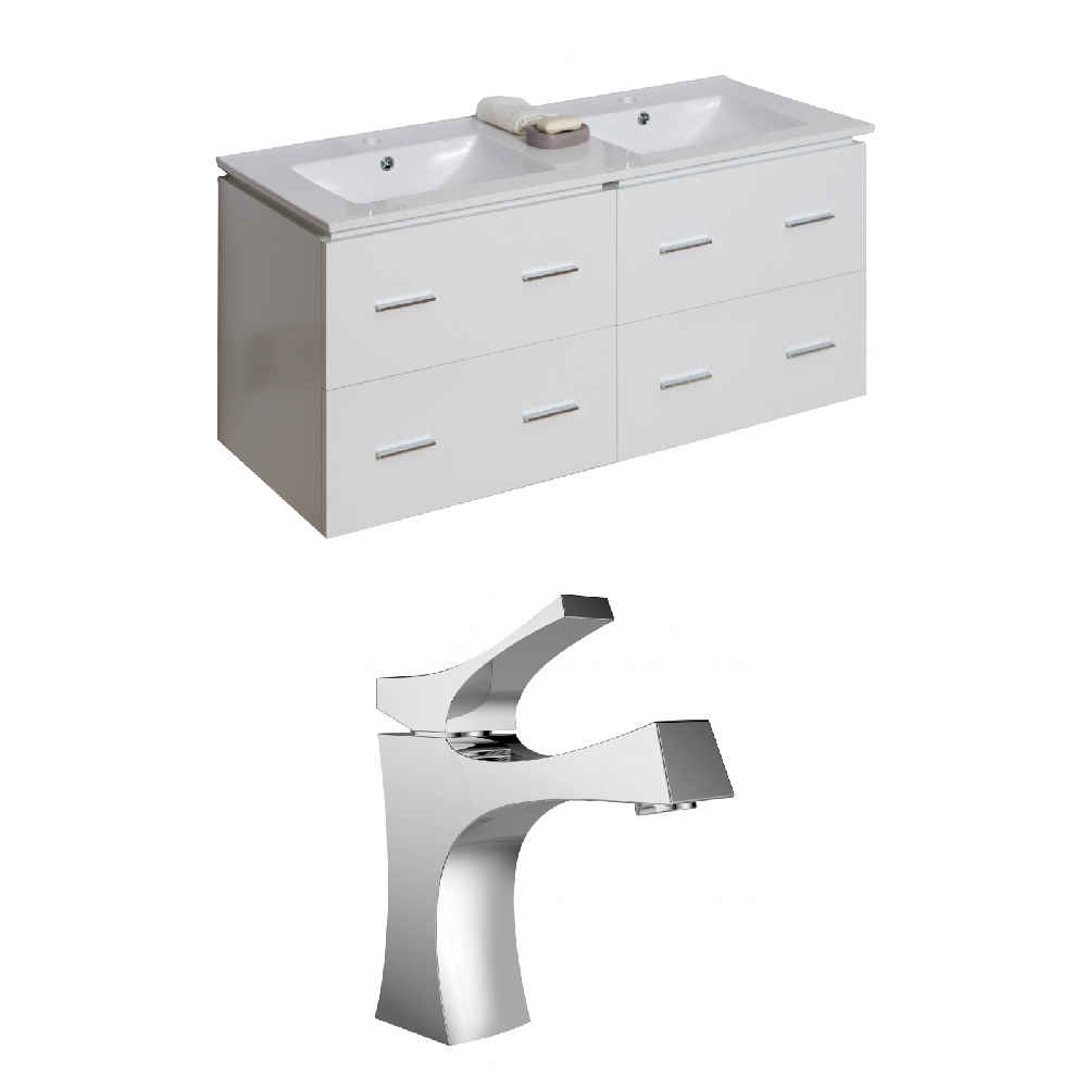 48-in. W Wall Mount White Vanity Set For 1 Hole Drilling