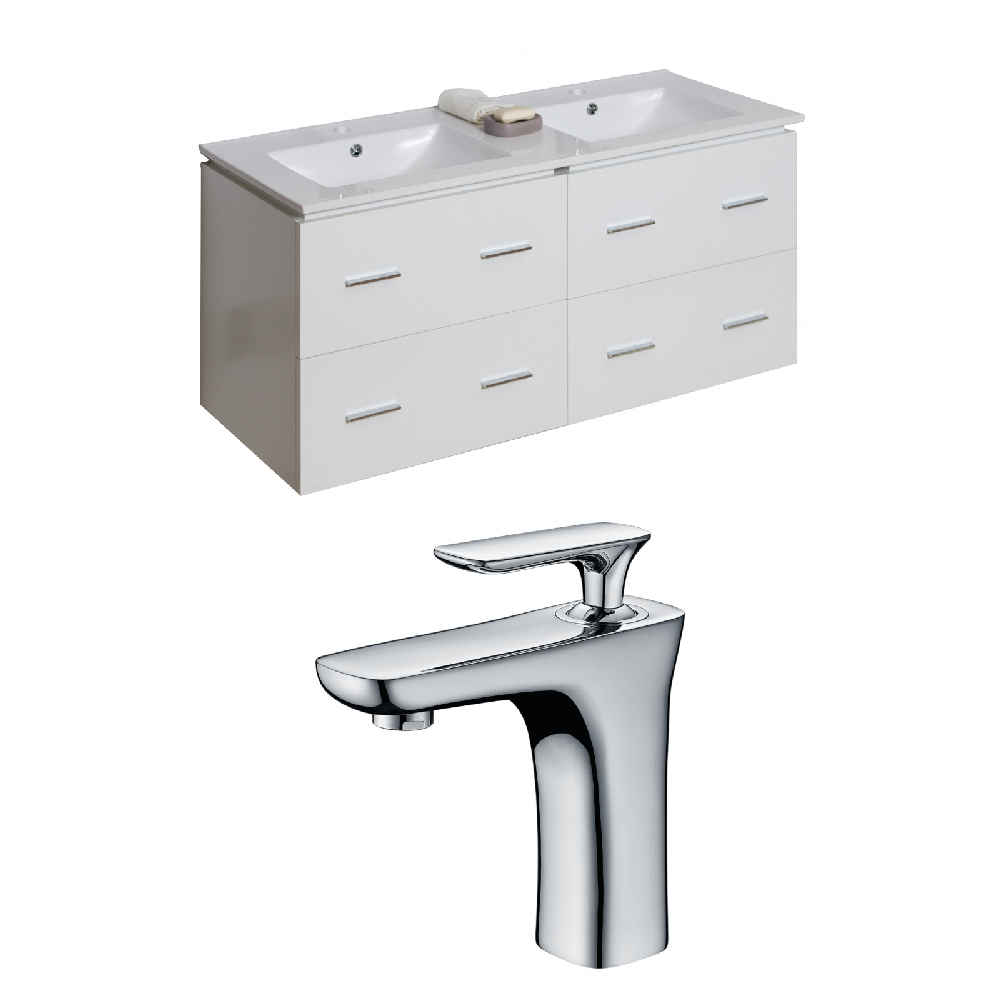 48-in. W Wall Mount White Vanity Set For 1 Hole Drilling