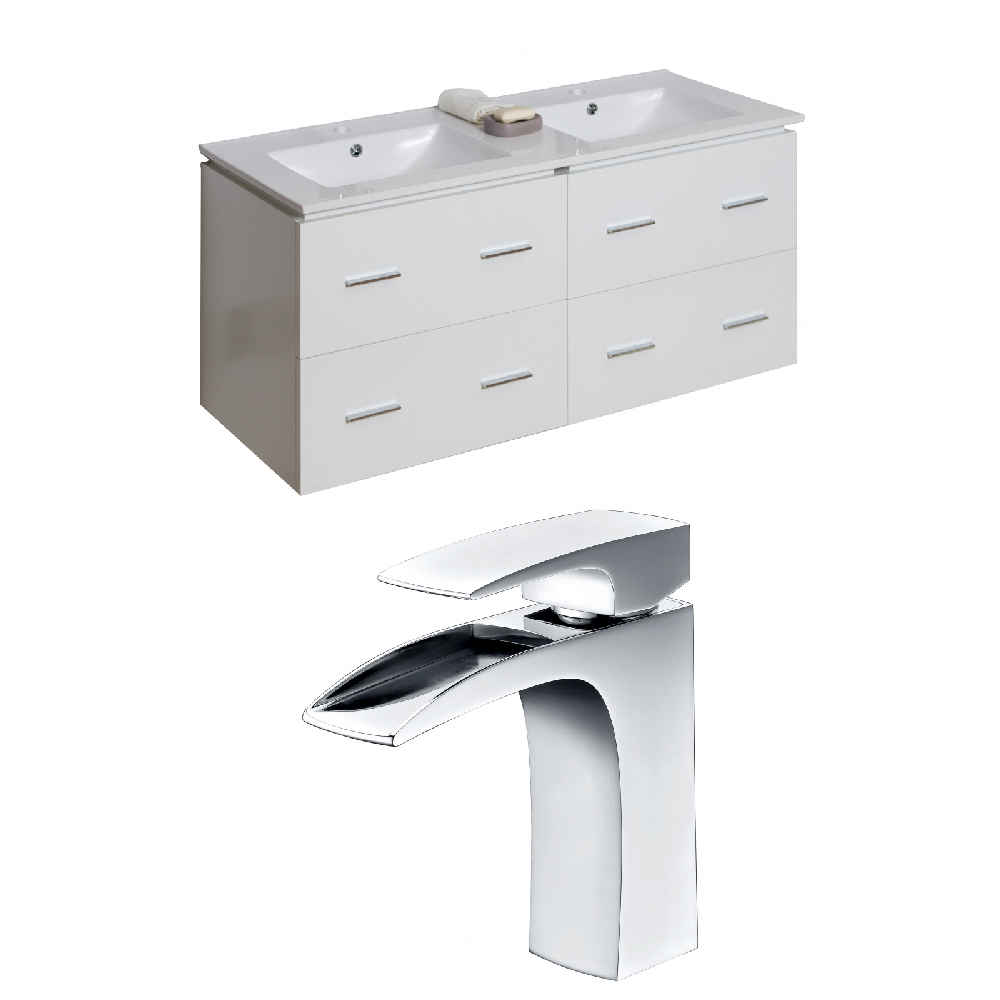 48-in. W Wall Mount White Vanity Set For 1 Hole Drilling