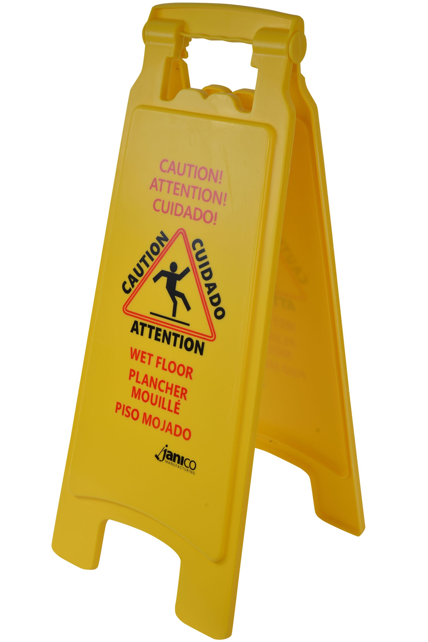 Wet Floor Sign Caution Sign Yellow Plastic Multilingual 1/Each