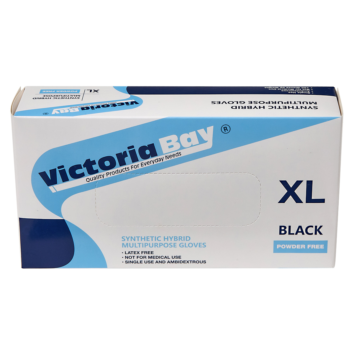 Victoria Bay General Purpose Gloves XL Black 2.5MIL Vitrile