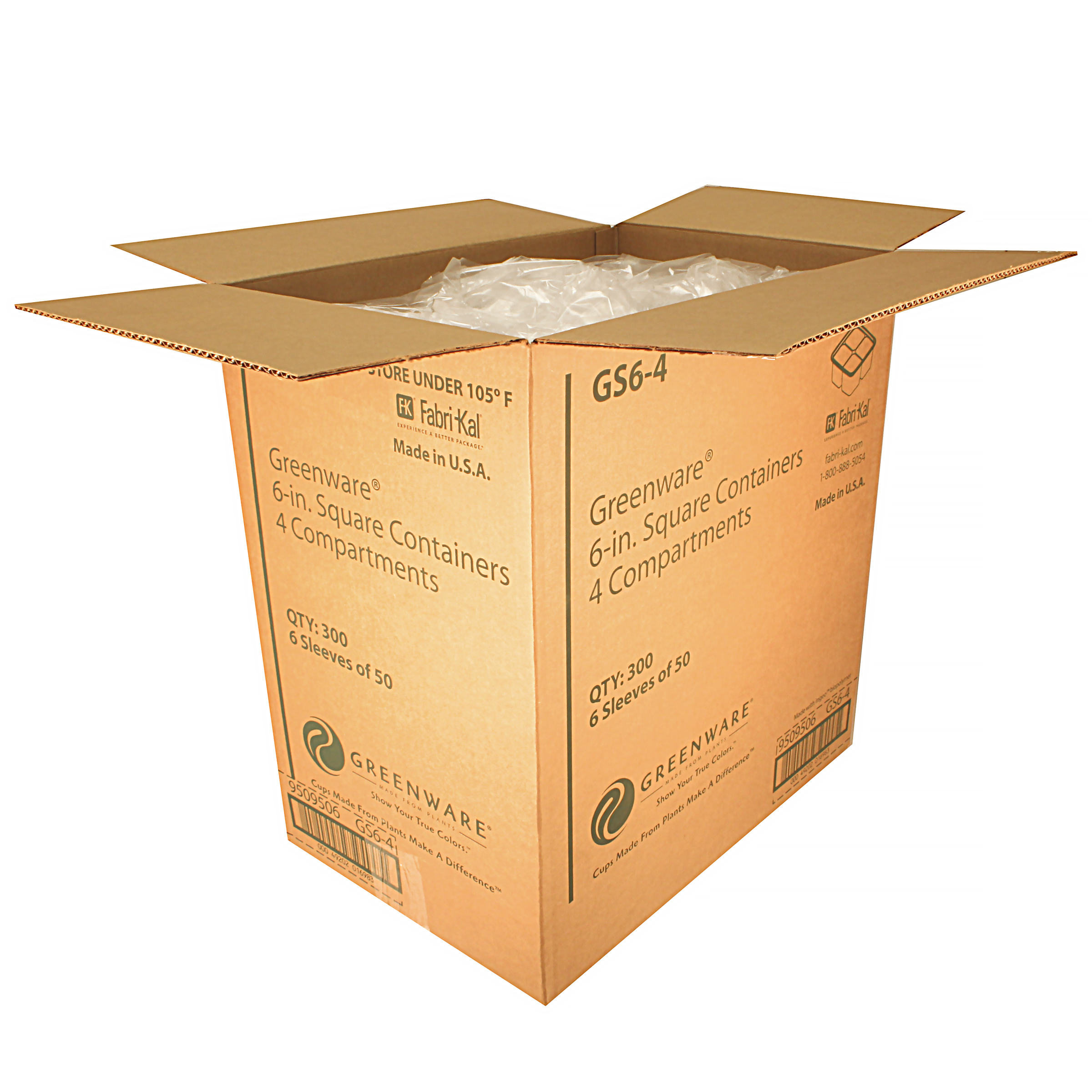 Greenware® Deli Container Base 28 OZ 4 Compartment PLA Clear