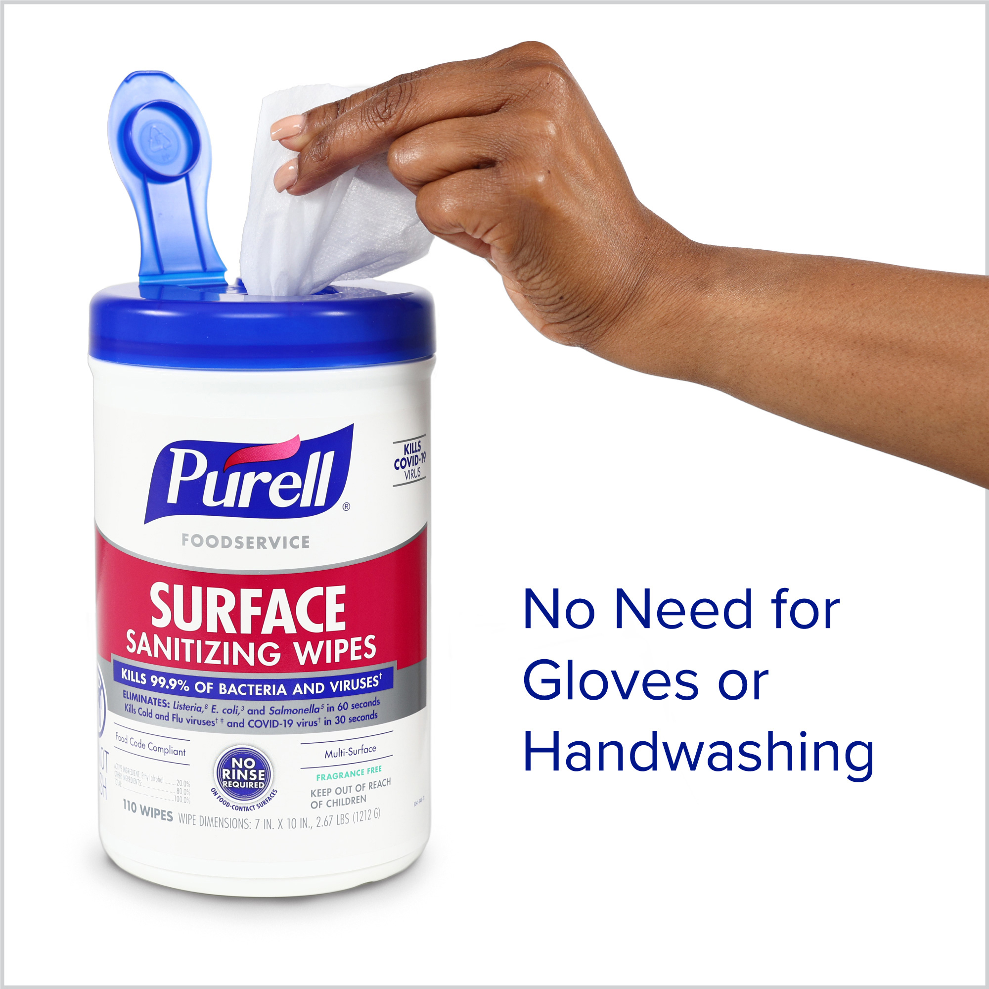Purell® Pro Surface Sanitizer Food Contact Wipe 110 Count/Pack 6