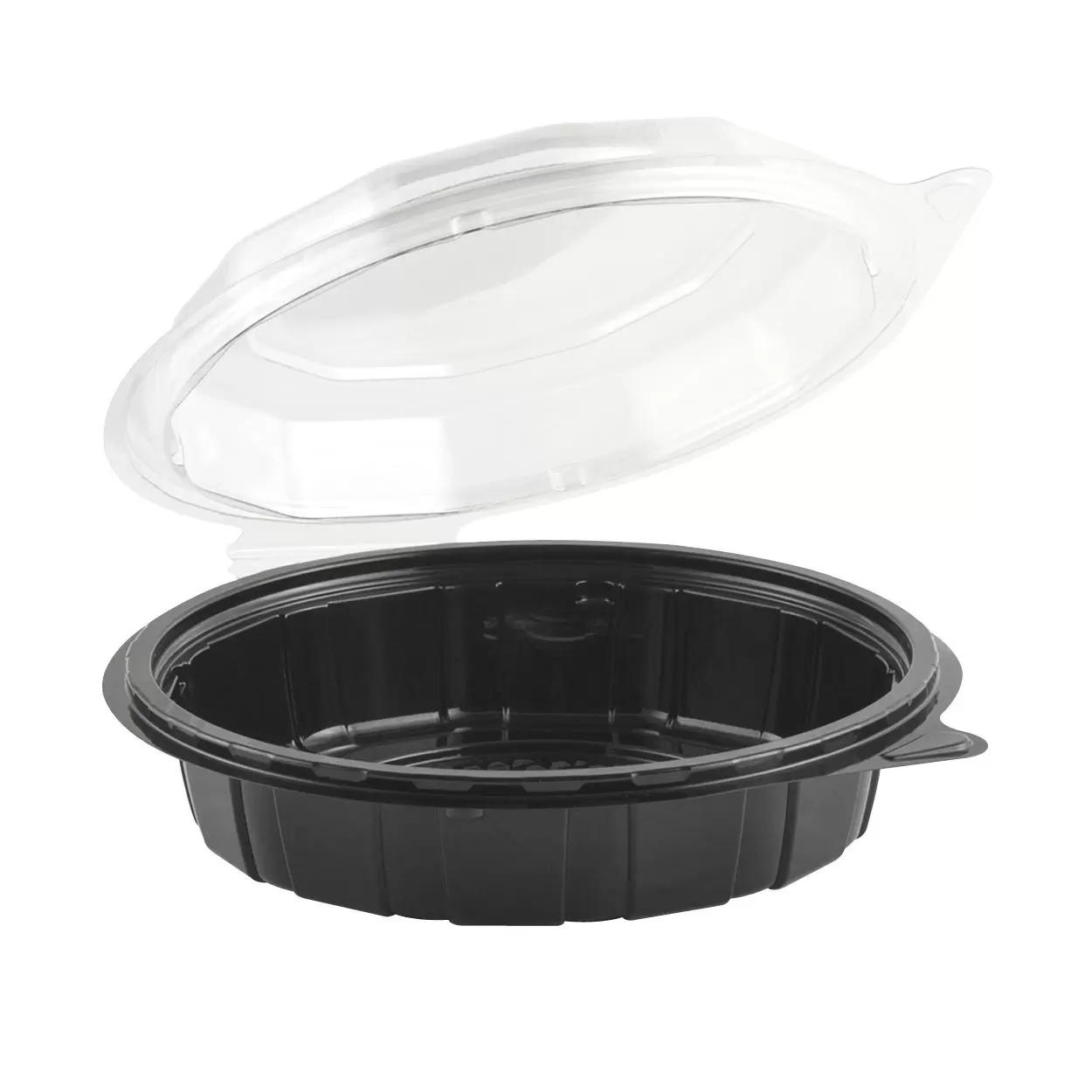 Cold Take-Out Container Hinged With Dome Lid 7.5 IN Plastic Black