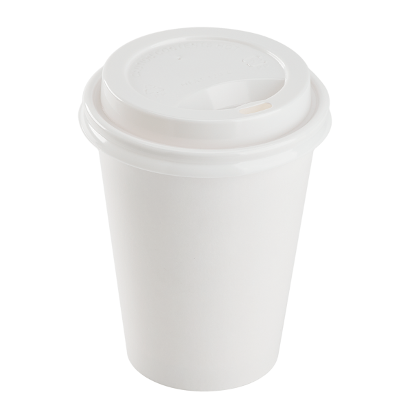 Karat® Lid Dome 3.15 IN PP White For 8 OZ Hot Cup Sip Through 1000