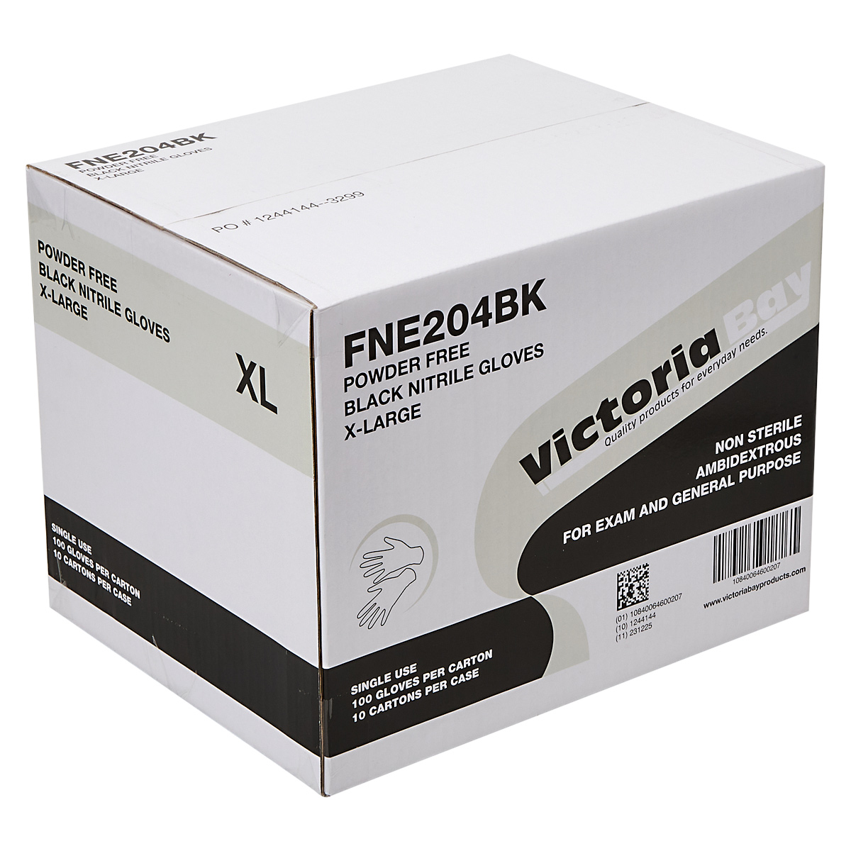 Victoria Bay Examination Gloves XL Black 3MIL Nitrile Rubber