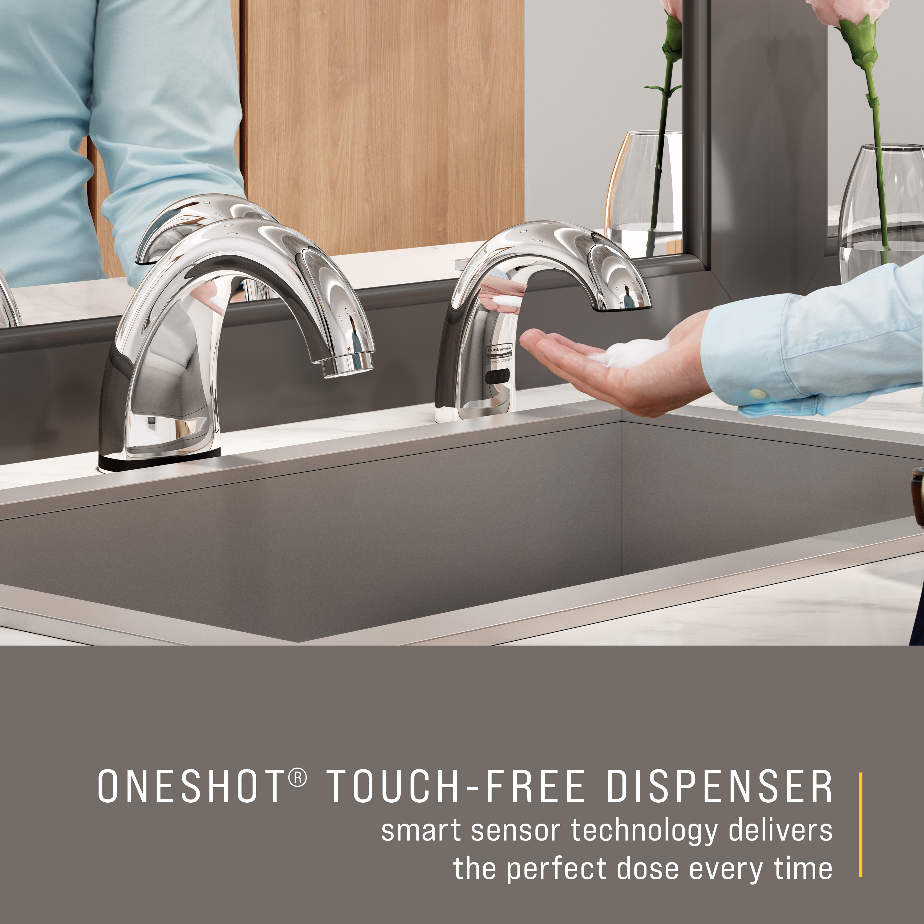 OneShot® Sink Dispenser Plastic Chrome Low Profile Touchless 4