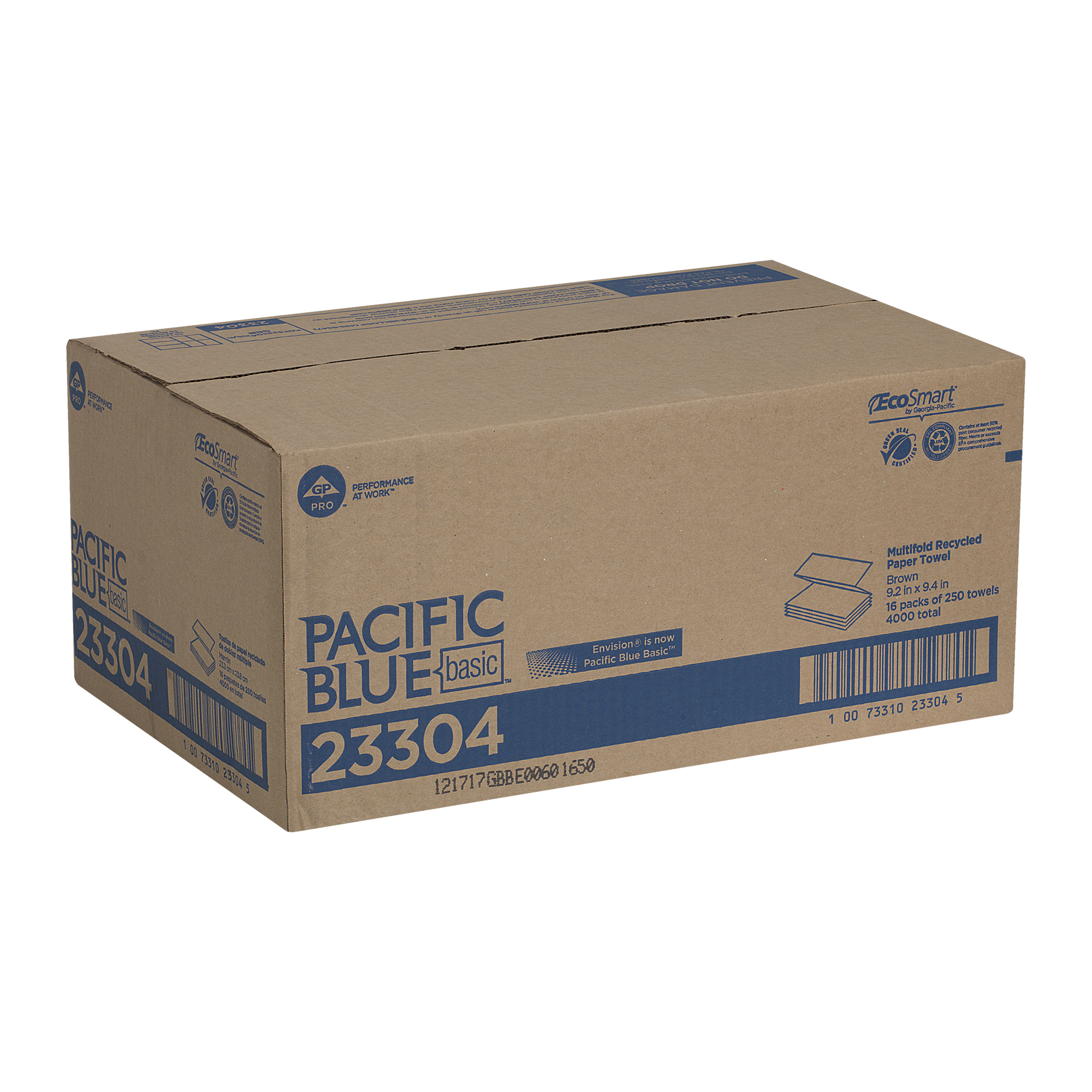 Pacific Blue Basic Folded Paper Towel 9.4X9.2 IN 1PLY Kraft 1/2