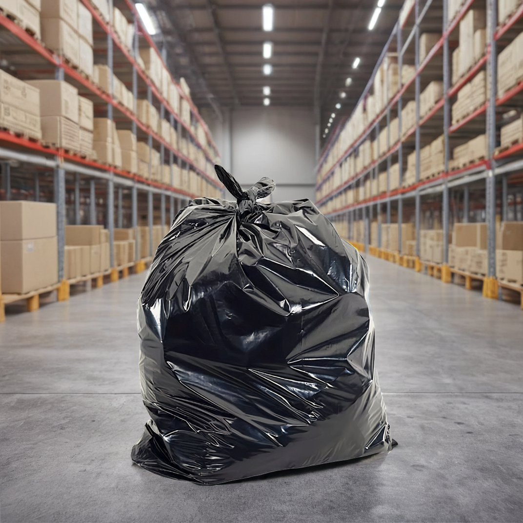 Black Perforated Trash Bags - 24x32" 0.35 Mil Low Density Can Liners (500 Count Case)