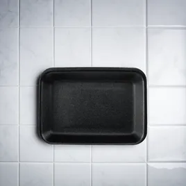 3P Meat Tray 8.2X5.7 IN Polystyrene Foam Black Rectangle 400/Case