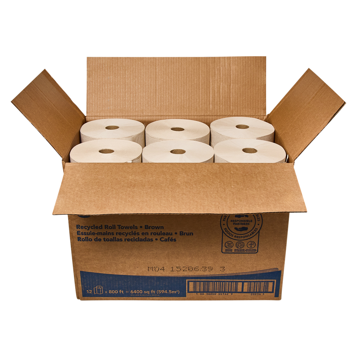 Scott® Roll Paper Towel 8X8 IN 800 FT Brown Hardwound Core 800 Sheets/Roll  12 Rolls/Case 9600 Sheets/Case | Imperial Dade, image size:1200x1200