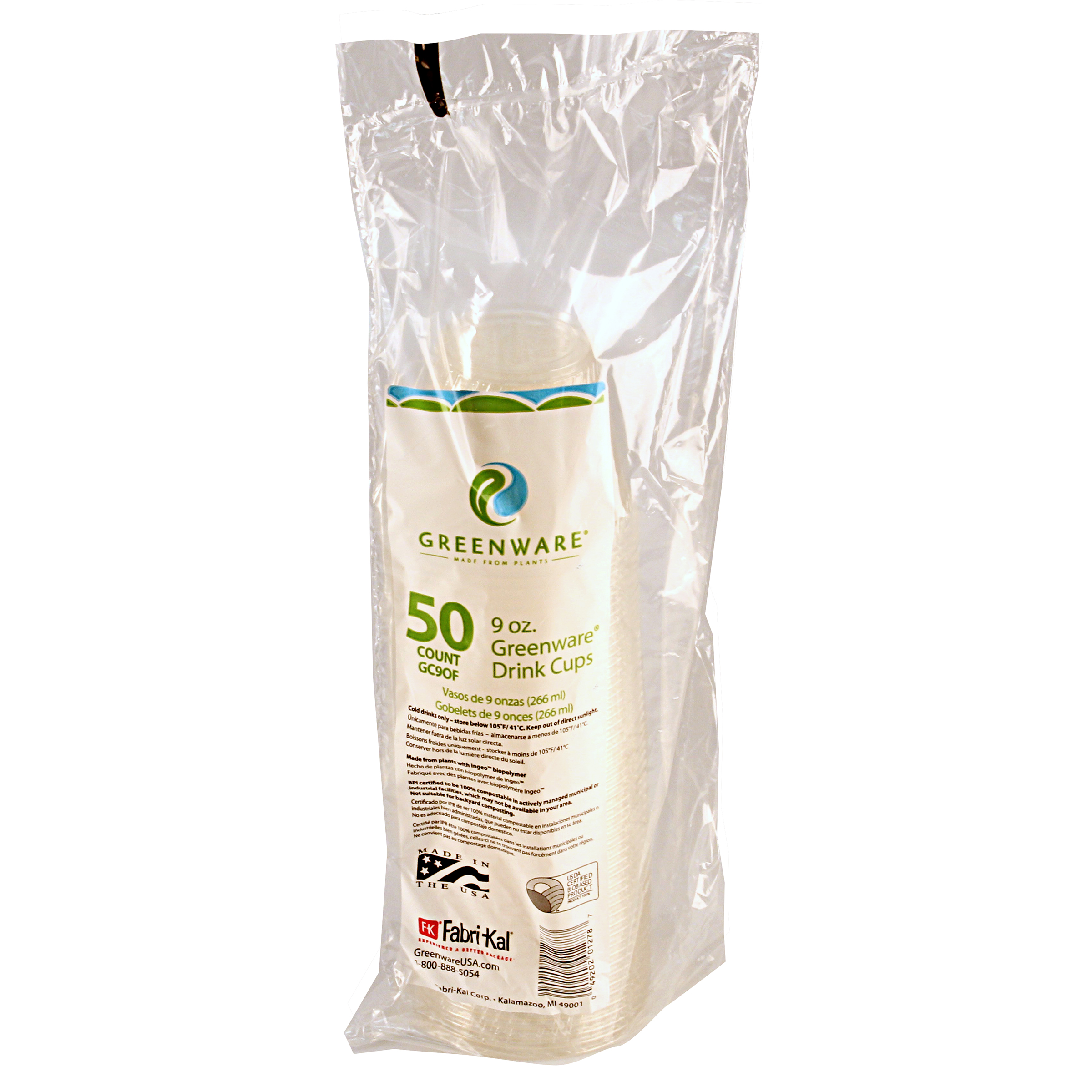 Greenware® Cold Cup Old Fashioned Squat 9 OZ PLA Clear 1000