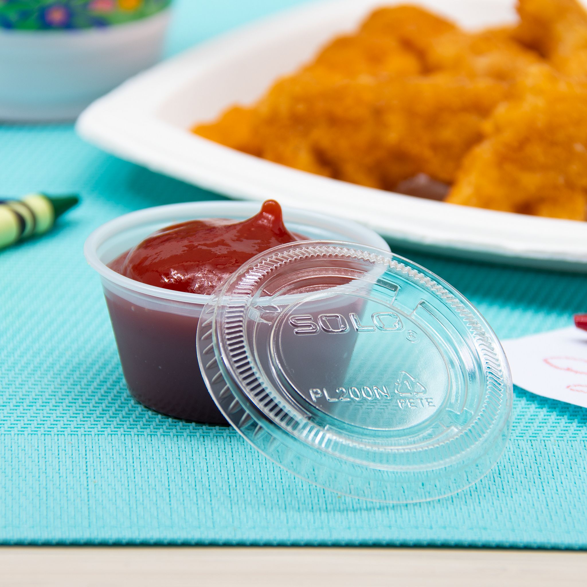 Solo® Lid Flat Medium (MED) 2.577X0.3 IN PET Clear Round For 2 OZ