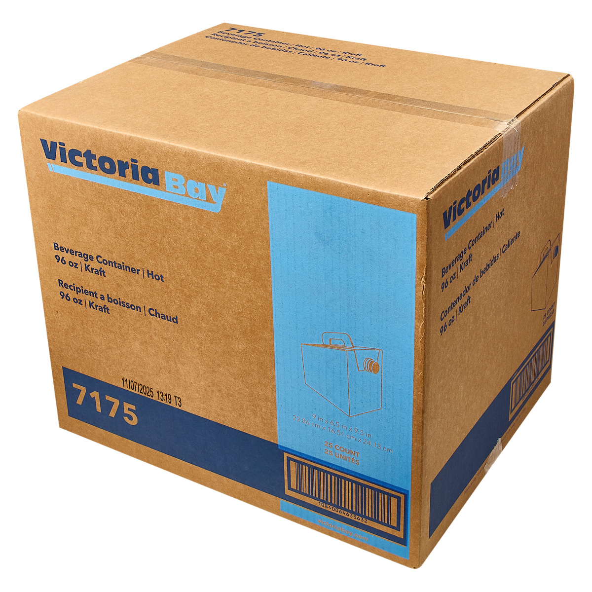 Victoria Bay Hot Beverage Box 96 OZ 9X6.5X9.5 IN Corrugated