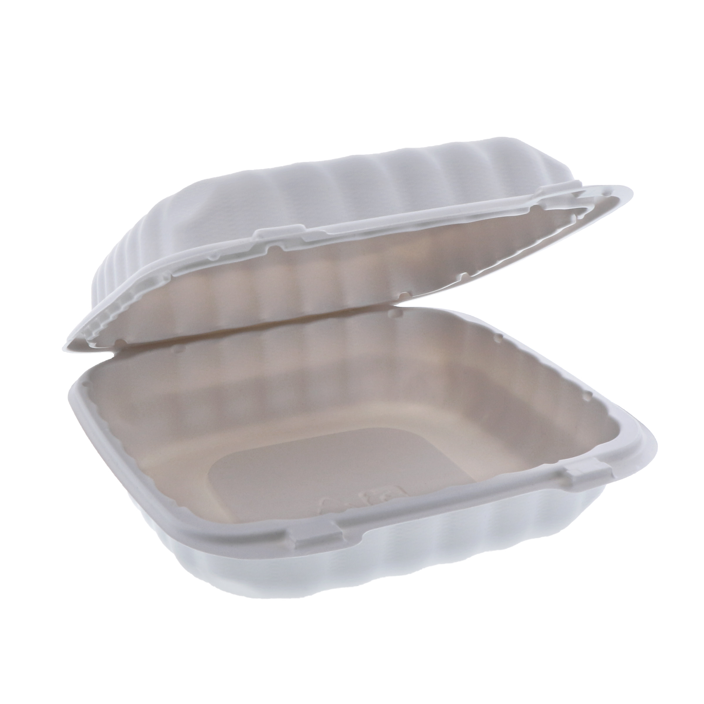 Take-Out Container Hinged With Dome Lid 8.3X8.4X3.1 IN MFPP White