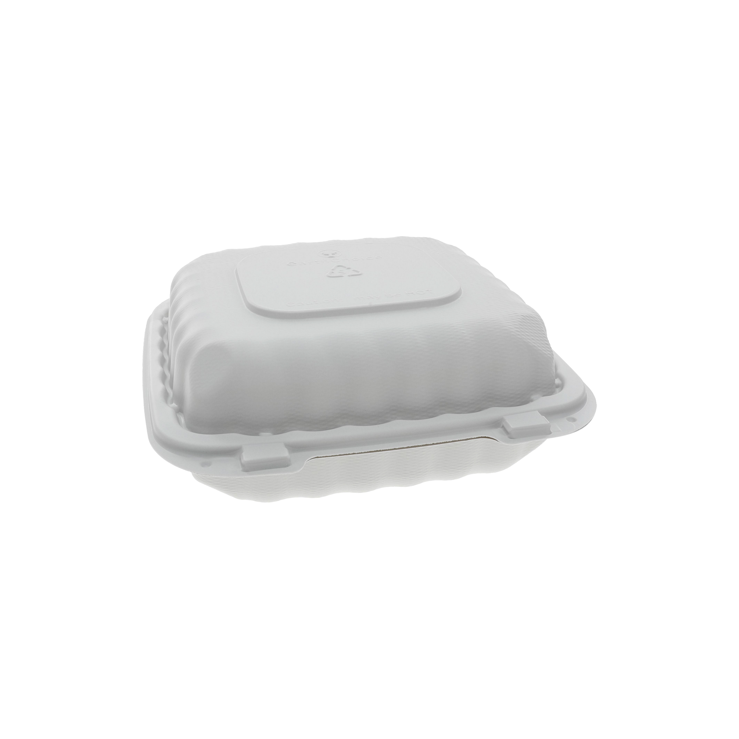 Take-Out Container Hinged With Dome Lid 8.3X8.4X3.1 IN MFPP White