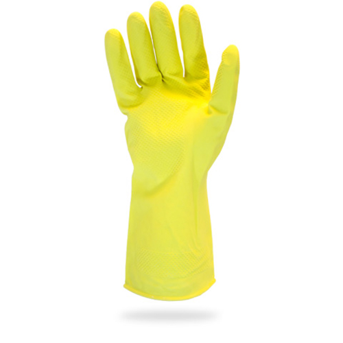 Safety Zone® Gloves Medium (MED) Yellow 16MIL Latex Flock Lined