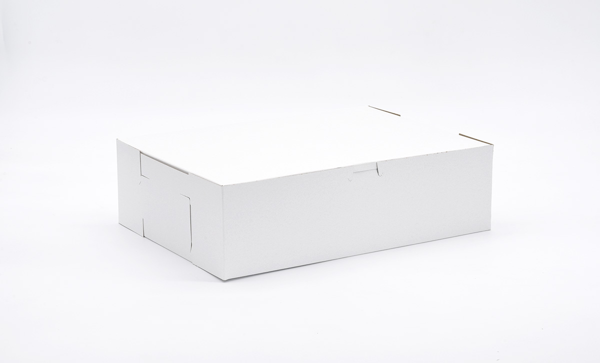 Easy Lock Cake Box 14X10X4 IN SUS Paperboard CRB White Rectangle