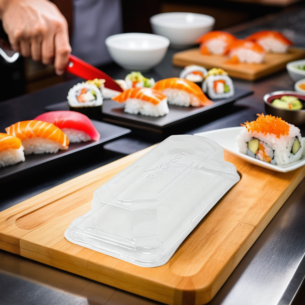 Lid XL 8.333X3.5X0.9 IN PET For Sushi Tray 200/Case | Imperial Dade