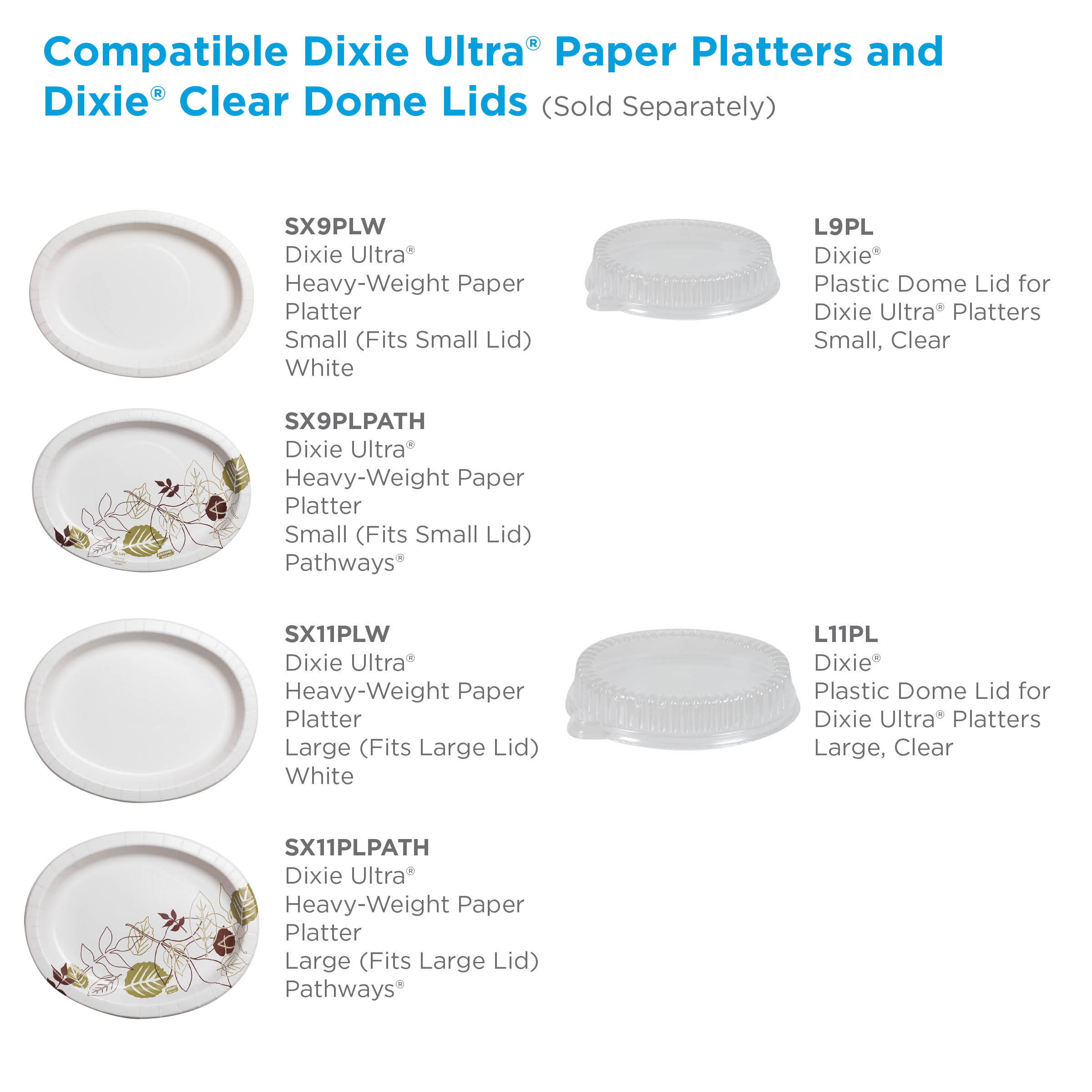Dixie® Ultra Serving Tray Base 8X11 IN Paper White Green Pathways